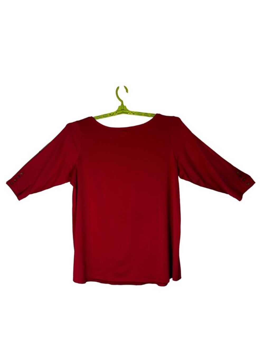 Susan Graver Women's Liquid Knit Hot Pink 3/4 Sleeve w/Button Detail 2X Travel - Picture 3 of 11